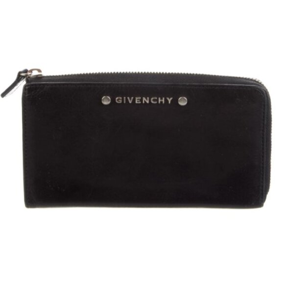 Givenchy Sugar Goatskin Studded Pandora Half Zip Long Wallet Black - Picture 5 of 7